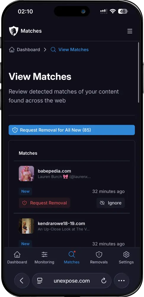 AI-powered image matching results finding leaked and pirated content